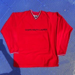 Vintage  Red Chaps Ralph Lauren  embroidered sweatshirt v-neck size Large